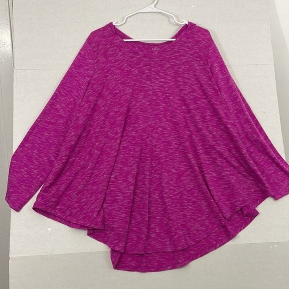 Catherines Tunic Hoodie with Pockets, Marled Dark Pink, 0X